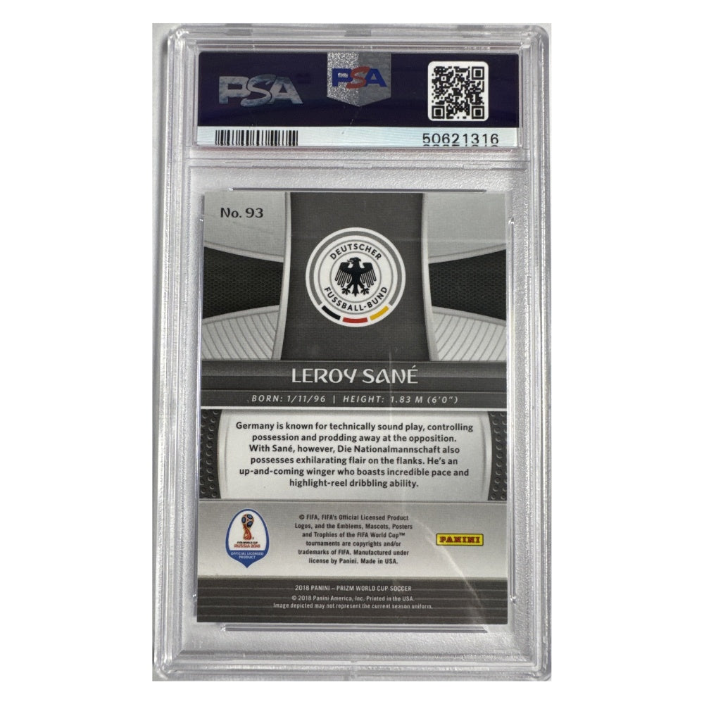 2018 Panini Prizm World Cup #93 – Leroy Sané – PSA 10 GEM MT