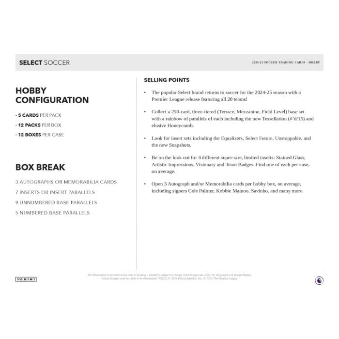 2024-25 Panini Select Premier League - Hobby Box