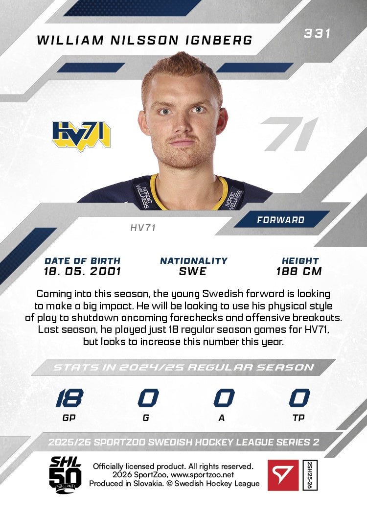 331 HV71 William Nilsson Ignberg BASE