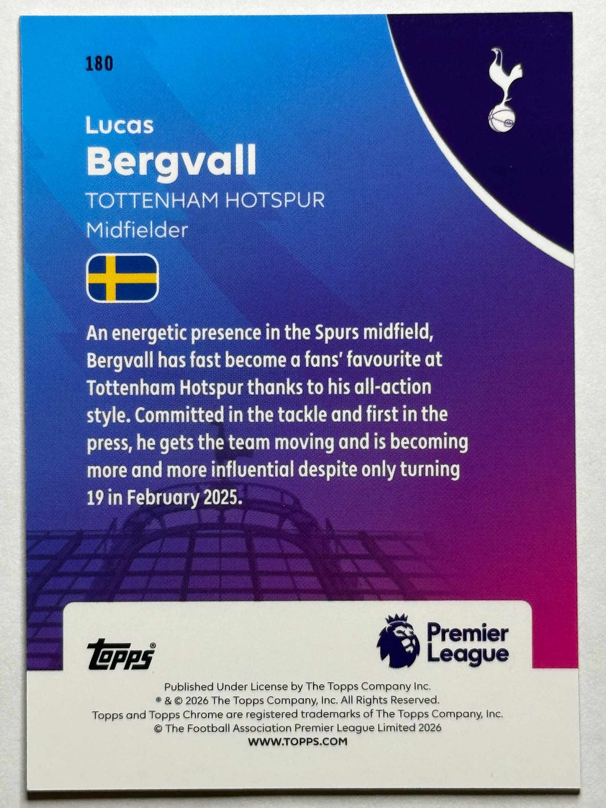 Lucas Bergvall - Base - Topps Chrome PL 25/26