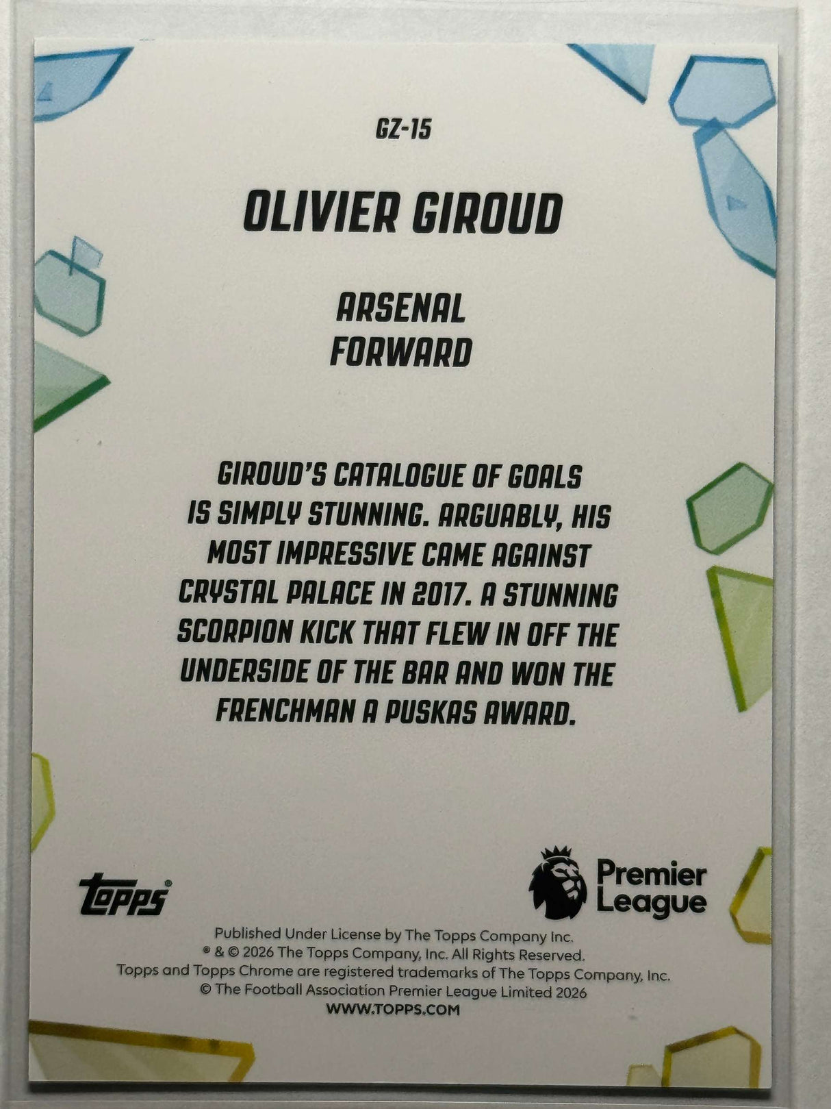Olivier Giroud - Golazo - Topps Chrome PL 25/26