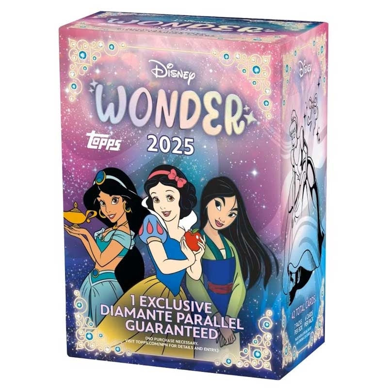 Topps Disney Wonder 2025 Value Box med samlarkort, officiella Disney-kort och samlarbox.