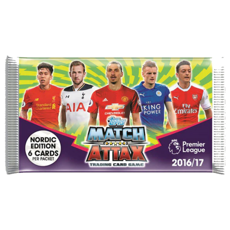 Oöppnat paket Topps Match Attax 16/17 Premier League fotbollskort Nordic Edition samlarbilder.