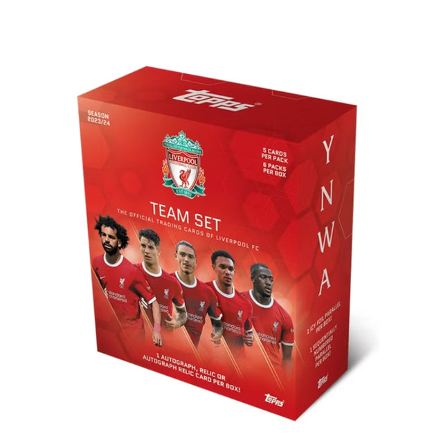 2023-24 Topps Liverpool FC Team Set box med fotbollskort, officiell samlarbox med stjärnor från Liverpool.