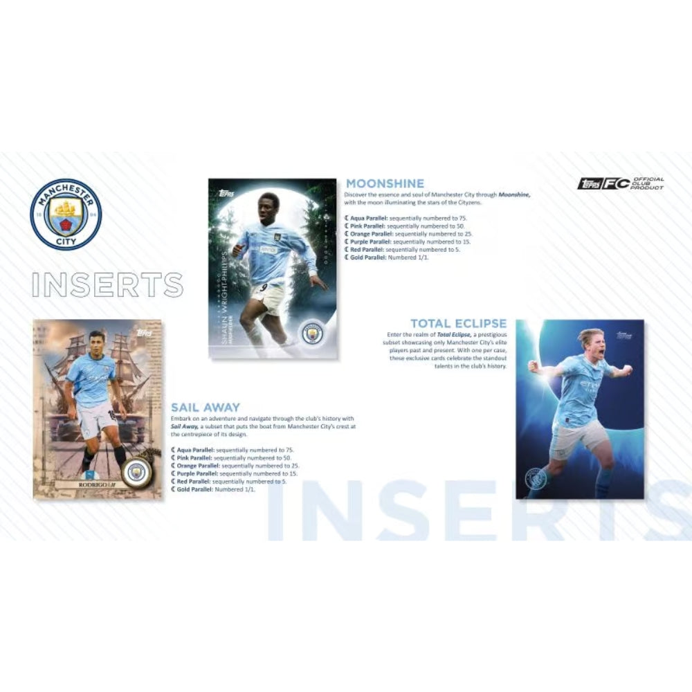 2024-25 Topps Manchester City Blue Moon Hobby Box med samlarkort på fotbollsspelare från Manchester City