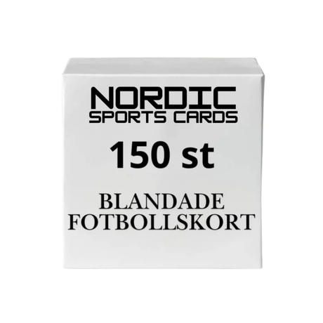 Stort paket med 150 blandade fotbollskort i en hög, samlarbilder för fotbollsentusiaster.