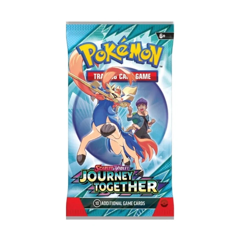 Pokémon Scarlet & Violet 9 Journey Together boosterpack, samlarkort med motiv från expansionen.