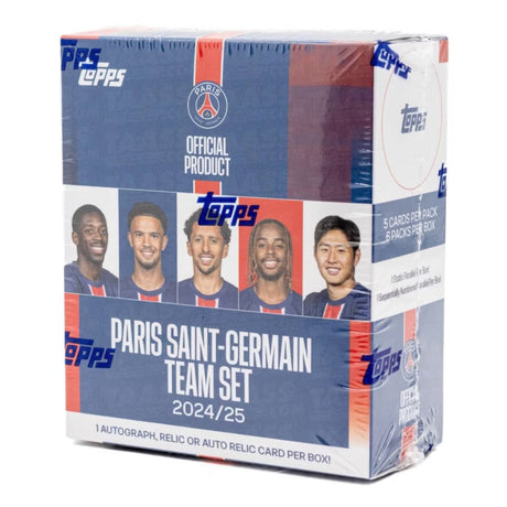 Topps Paris Saint-Germain Team Set 24/25, samlarkort med PSG-spelare i snyggbox, fotbollskort säsongen 2024/2025.