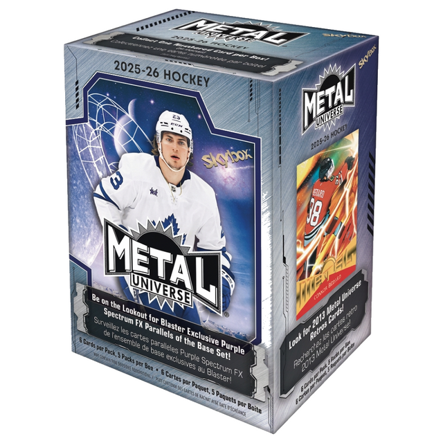 Upper Deck Skybox Metal Universe Hockey 2025-26 blaster box för hockeysamlare.