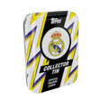Officiell Topps Real Madrid 25/26 Collector Tin med fotbollskort för samlare.